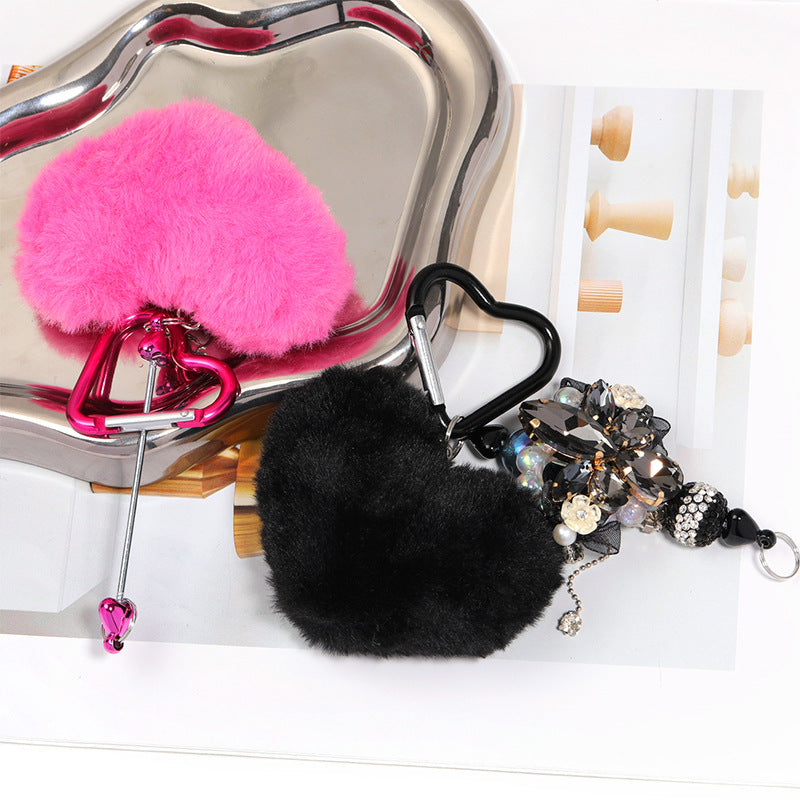 おしゃれなハート型毛玉キーホルダー